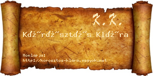 Körösztös Klára névjegykártya